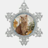 Blauwe Sparkle Border Cat and Pet Photo Ornament (Voorkant)