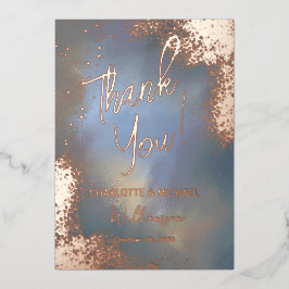 Blauwe Sparkle Foto Overlay Bruiloft Dank u Folie Uitnodiging