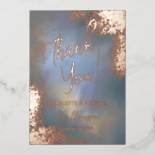 Blauwe Sparkle Foto Overlay Bruiloft Dank u Folie Uitnodiging (Voorkant)