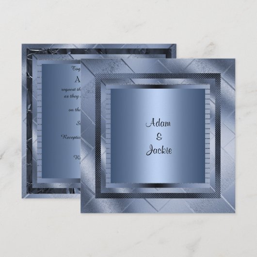 BLAUWE SPARKLE LAYERED ELEGANT WEDDING INVITATION KAART (Voorkant / Achterkant)
