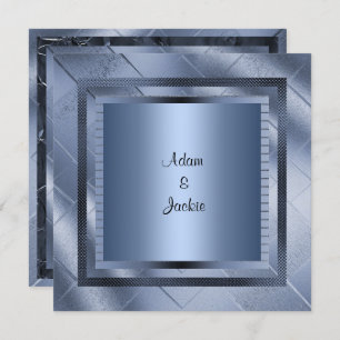 BLAUWE SPARKLE LAYERED ELEGANT WEDDING INVITATION KAART