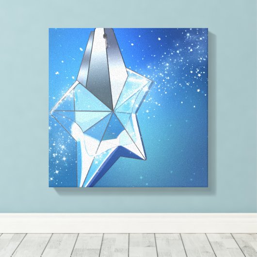 Blauwe sparkle Star Parfume Fles Glam Canvas Afdruk (Insitu (Houten vloer))