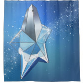 Blauwe sparkle Star Parfume Fles Glam Douchegordijn (Voorkant)
