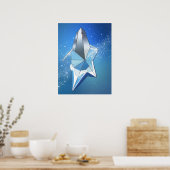 Blauwe sparkle Star Parfume Fles Glam Poster (Keuken)