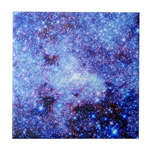 Blauwe sparkle sterren tegeltje (Voorkant)