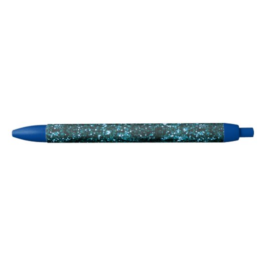Blauwe Sparkles Zwarte Inkt Pen (Voorkant)