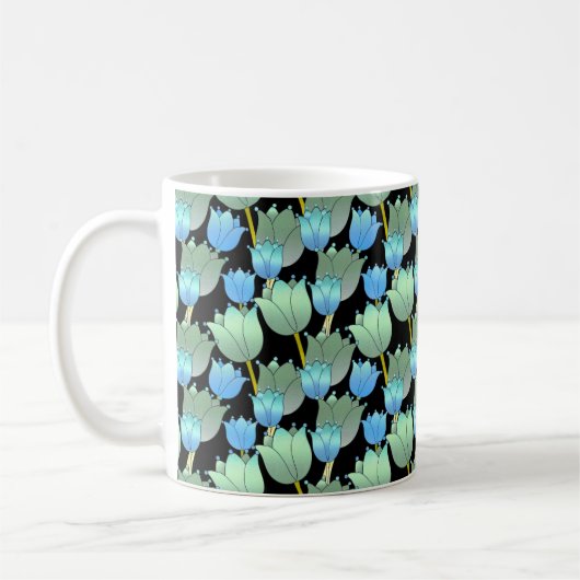 Blauwe Sparkling Floral Fantasy Koffiemok (Links)