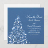 Blauwe Sparkly Holiday Boom sparen de Datum uitnod Save The Date (Voorkant / Achterkant)