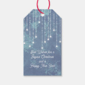 Blauwe Sparkly Lights en Snowflakes Cadeaulabel (Voorkant)
