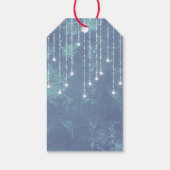 Blauwe Sparkly Lights en Snowflakes Cadeaulabel (Achterkant)