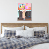 Blauwe Sparkly Schoenen | Klein meisje dat tv kijk Canvas Afdruk (Insitu (Slaapkamer))