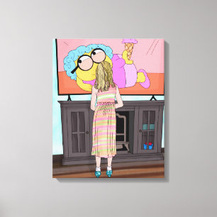 Blauwe Sparkly Schoenen   Klein meisje dat tv kijk Canvas Afdruk