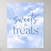 Blauwe Sparkly Wolken Snoep & Treats Sign Poster (Voorkant)