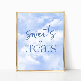 Blauwe Sparkly Wolken Snoep & Treats Sign Poster