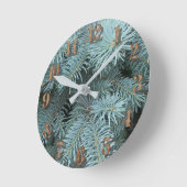 Blauwe sparren grijs groen rustieke groenblijvende ronde klok (Hoek)