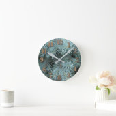Blauwe sparren grijs groen rustieke groenblijvende ronde klok (Huis)