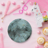 Blauwe sparren grijs groen rustieke natuur papieren bordje (Feest)