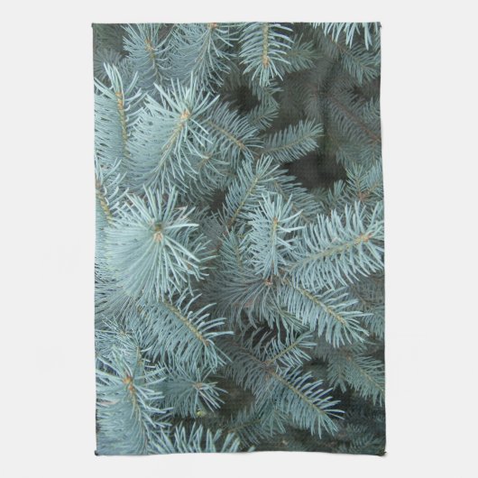 Blauwe sparren grijs groenblijvende boom rustieke  theedoek (Verticaal)