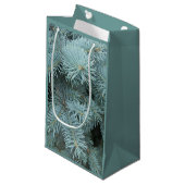 Blauwe sparren grijze groene boom cadeau tas klein cadeauzakje (Voorkant Gekanteld)