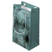 Blauwe sparren grijze groene boom cadeau tas klein cadeauzakje (Achterkant Gekanteld)