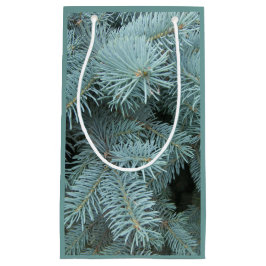 Blauwe sparren grijze groene boom cadeau tas klein cadeauzakje