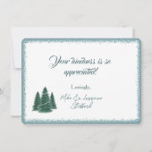 Blauwe sparren Kerstmis Dank u kaart (Achterkant)