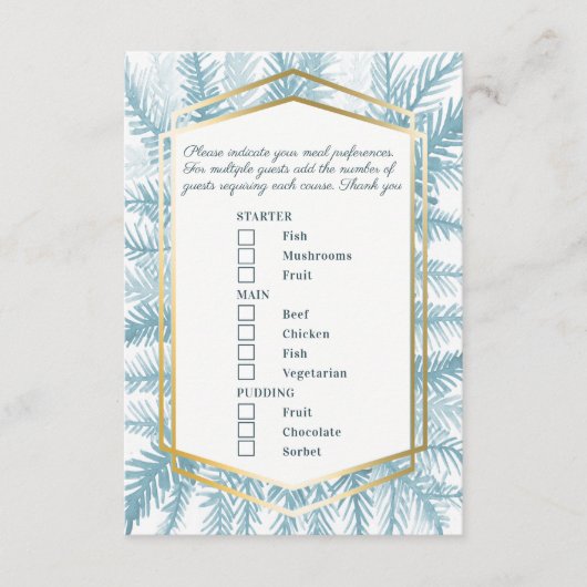 Blauwe sparren voor winterevenement informatiekaartje (Voorkant)