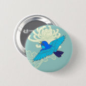 Blauwe Sparrow Ronde Button 5,7 Cm (Voorkant /achterkant)