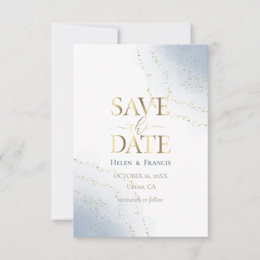 blauwe spatten en faux goudglitter , met uitzonder kaart (Voorkant)