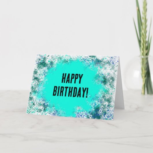 Blauwe spatten verf wenskaart kaart (Voorkant)