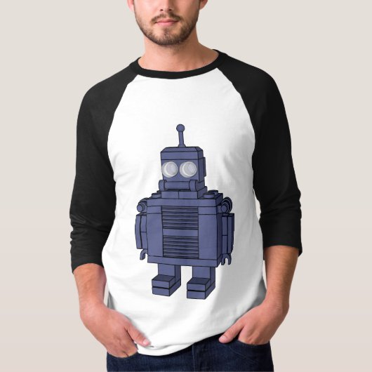 Blauwe Speelgoed robot T-shirt (Voorkant)