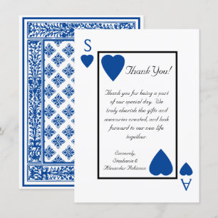 Blauwe Speelkaart Bedanktbriefjes voor Vegas Bruil Kaart