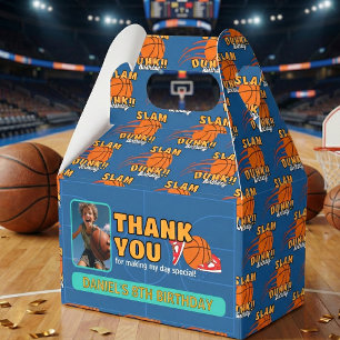 Blauwe speelse basketbal Kinder bedankt verjaardag Bedankdoosjes