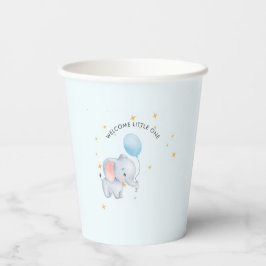 Blauwe Speelse Olifanten Baby Shower Papieren Bekers