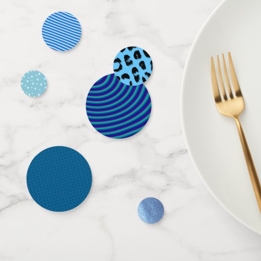 Blauwe Speelse Patronen Confetti (Groep)
