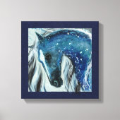Blauwe spekel Paard Kunst op Verpakt Canvas (Voorkant)