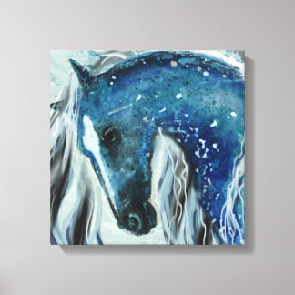 Blauwe spekel Paard Kunst op Verpakt Canvas Afdruk