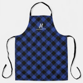 Blauwe speldebuffelmonogram Naam koken Schort (Voorkant)
