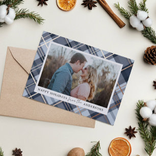 Blauwe speldenkerstfeestelijke Folie Lijst Folie Feestdagenkaart