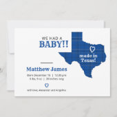 Blauwe speldenkplaat gemaakt in Texas Horizontale  Aankondiging (Voorkant)