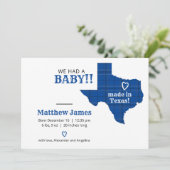 Blauwe speldenkplaat gemaakt in Texas Horizontale  Aankondiging (Staand voorkant)