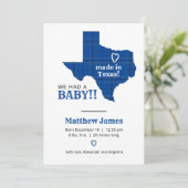 Blauwe speldenkplaat gemaakt in Texas - verticale  Aankondiging (Staand voorkant)