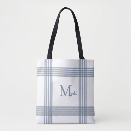 Blauwe speldenmonogram Canvas tas (Voorkant)