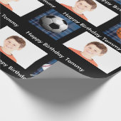 Blauwe speldensport en sport met foto van Birthday Cadeaupapier (Hoek)