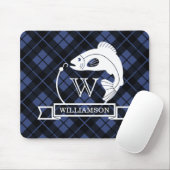 Blauwe speldenvis en haak-monogram muismat (Met muis)