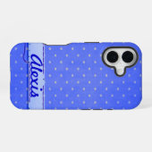 Blauwe speldjes iPhone 16 hoesje (Achterkant horizontaal)