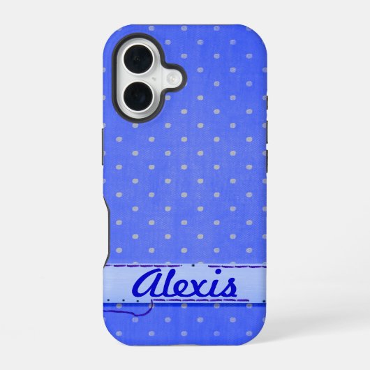 Blauwe speldjes iPhone 16 hoesje (Achterkant)