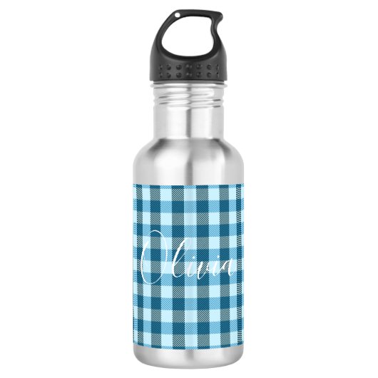 Blauwe spelnaam waterfles  (Voorkant)