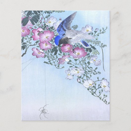 Blauwe Spider Vogel Bloem Print | Spin Liefhebbers Flyer (Voorkant)