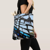 Blauwe spiegelmozaïek tote bag (Dichtbij)